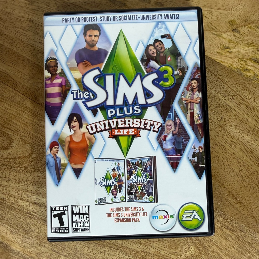 The Sims 3 Plus University Life Bundle PC Mac DVD-ROM EA Maxis 2013 Bundle